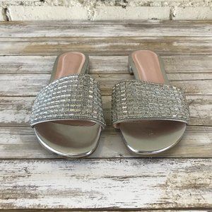 Chinese Laundry Silver Gold Sandals Slides 7.5